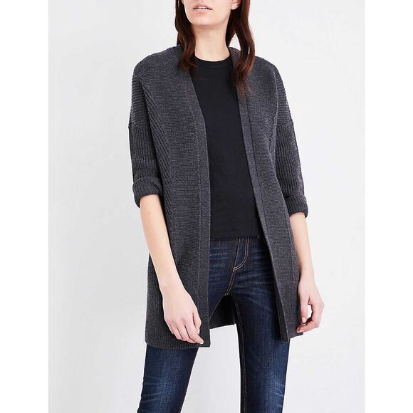 Rag & Bone Merino Wool Open Dee Cardigan in Gray - Picture 1 of 9